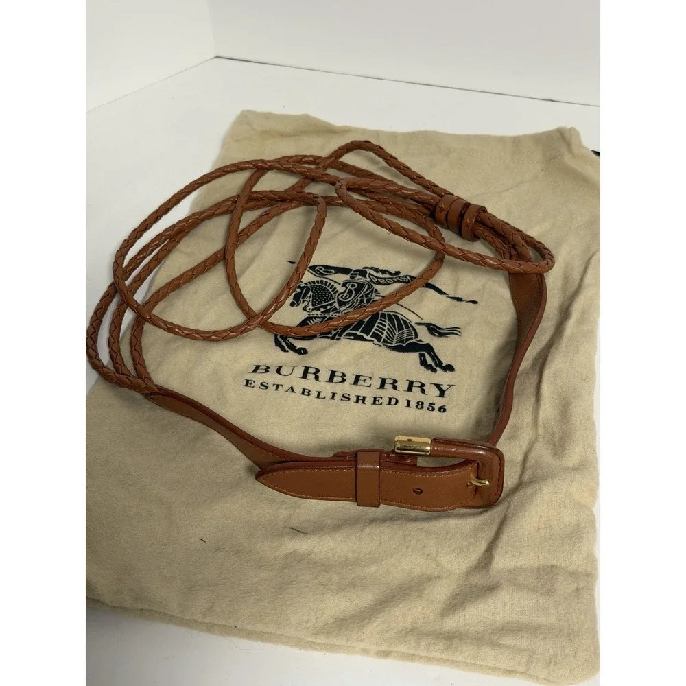 Burberry, Brown Braided Belt‎ W/Gold hardware, 40/100